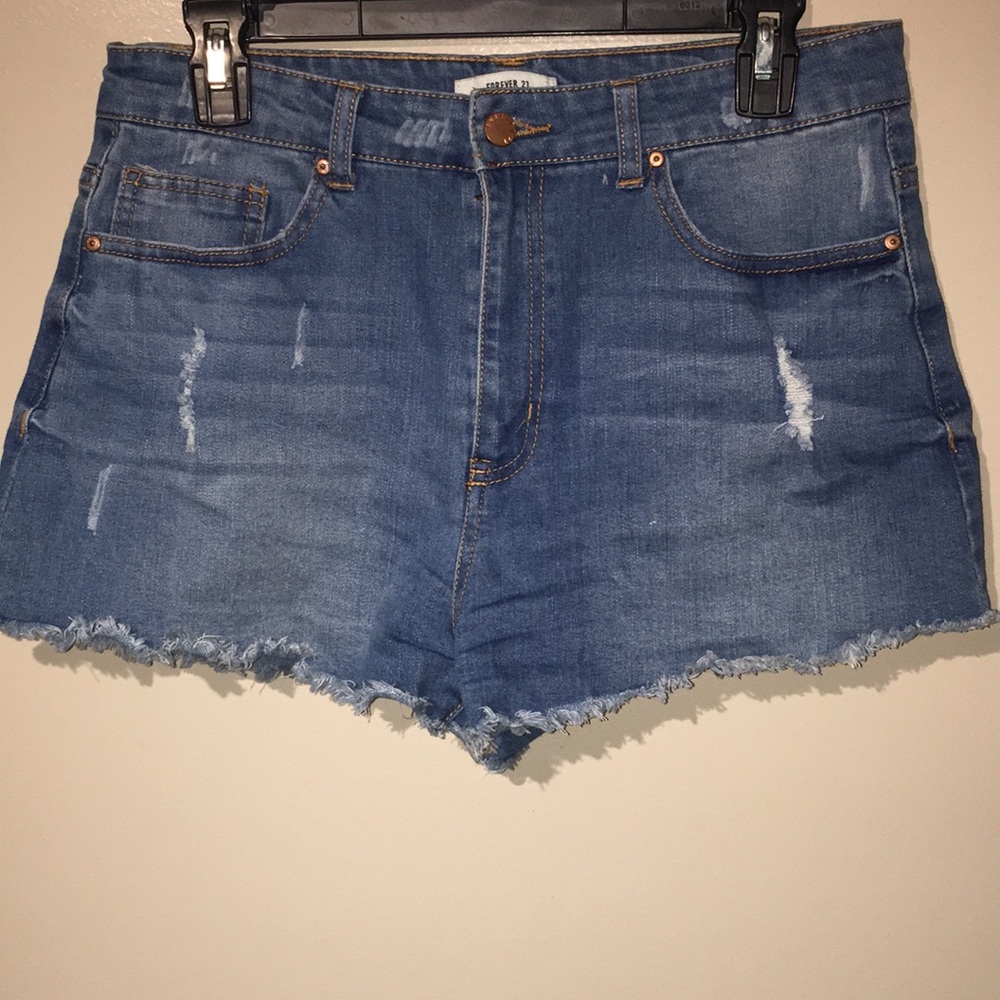 High rise denim shorts